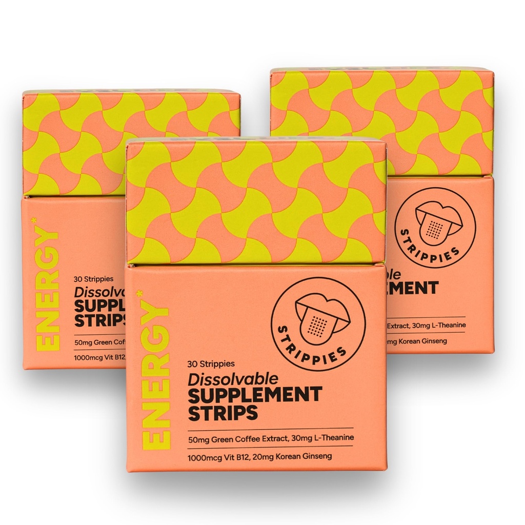 Energy & Focus Mint Strips – Natural Caffeine, L-Theanine, B12, Ginseng – Melt on Contact, Fast Acting, Jitter-Free Alternative with Nootropics – Fresh Mint Flavor On-the-Go – 90 Strips