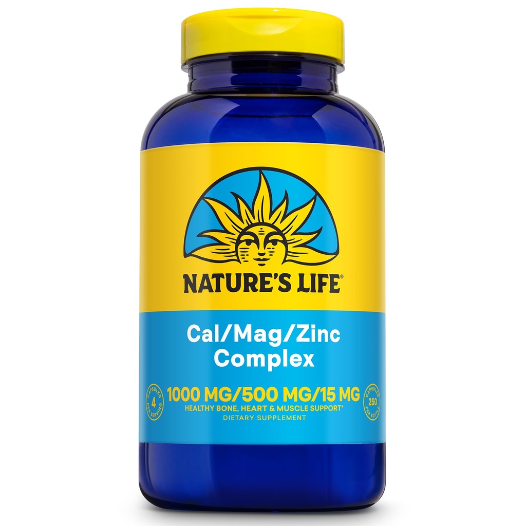 N:47'S LIFE Cal Mag çinko Kompleksi 1000 mg / 500 mg / 15mg - Kalsiyum Magnezyum çinko Tamam w/Vitamin D ve Boron - Bone Health, Muscle and Heart Health Support, 60 Day Garanti, 62 Serv, 250 Caps