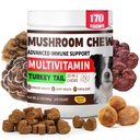 Turkey Tail Mushroom for Dogs, 170 Count Mushroom Chews for Dogs, Chicken Flavor Mushroom Supplements for Dogs, Immune Support, Joints Health, Skin & Coat, Lumps & Bumps Care Multivitamin