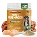 Mushroom for Dogs - Turkey Tail for Dogs - 9 Organic Mushroom Supplement with Turkey Tail, Reishi, Lions Mane - Hip & Joint, Skin & Coat, Digestive, Cellular, Immune Health Support - Chicken Flavor