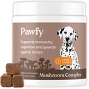 Pawfy Turkey Tail Mushroom Chews for Dogs with Lion’s Mane, Reishi & Adaptogen Blend | Mushroom Complex Dog Supplement | Supports Immune, Brain, Lumps and Bumps & Daily Wellness | 30 Soft Chews
