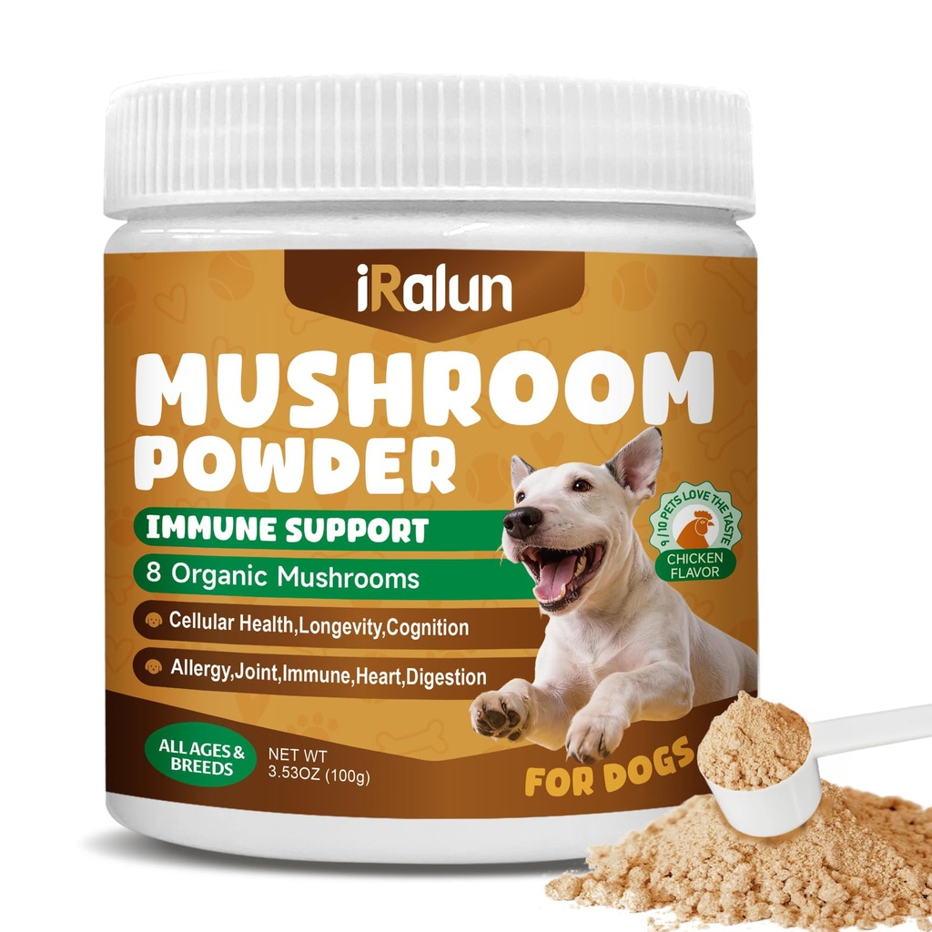 Mushroom Powder for Dogs - Organic Turkey Tail Mushroom for Dog – Mushroom Complex with Shiitake, Reishi - Mushroom for Dogs - Boosts Immunity, Supports Digestion, Enhances Overall Health, 3.53 oz