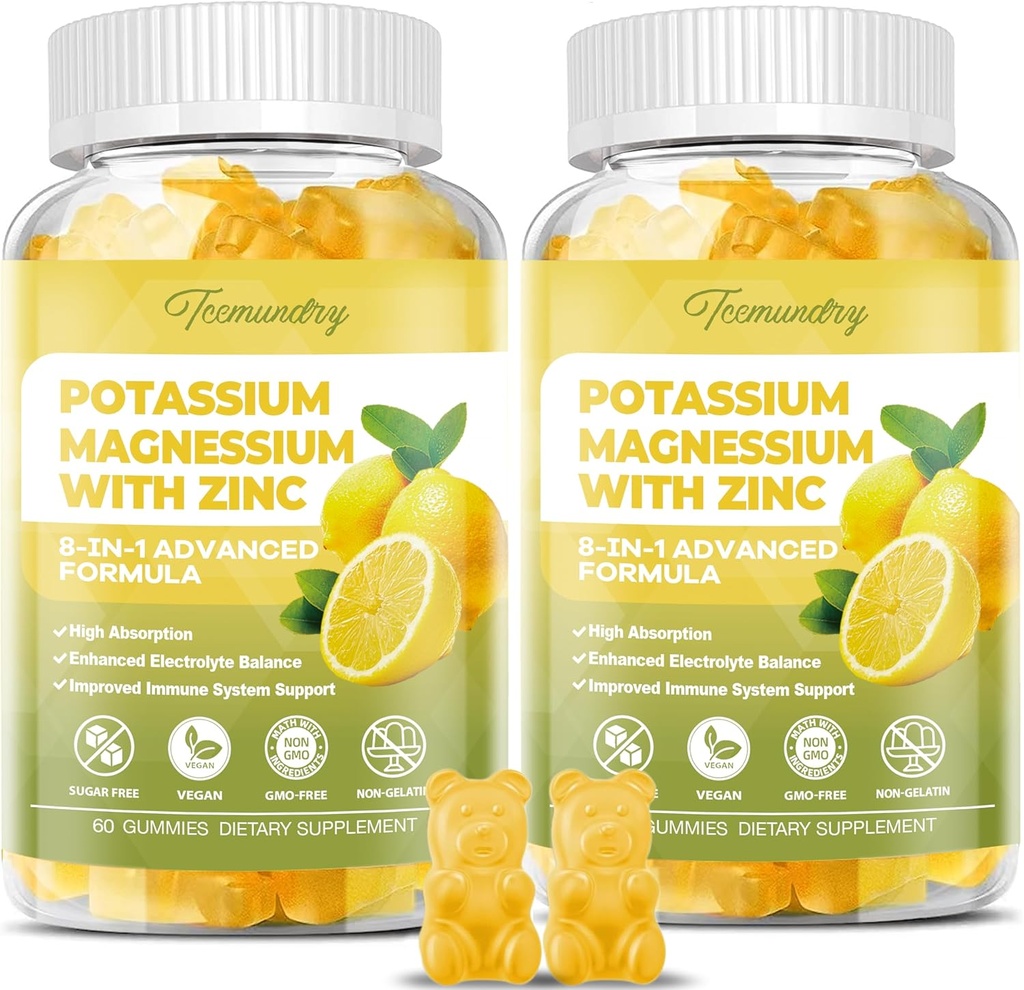 Potassium Supplement Gummies for Adults: Potassium Citrate 99 mg - Potassium Magnesium Supplement for Muscle, Electrolyte, Energy