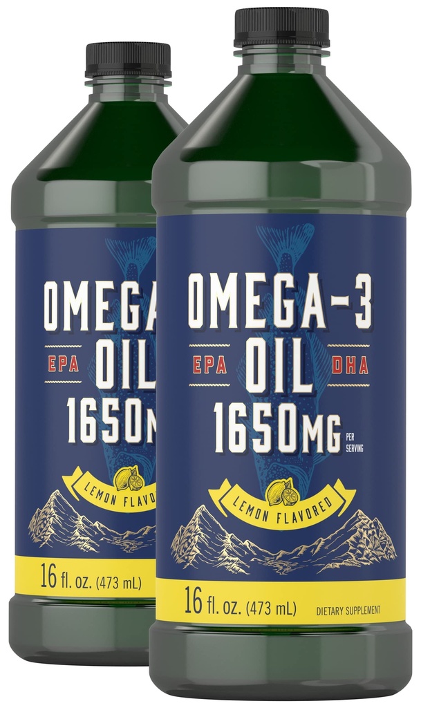 Carlyle Omega 3 Balık Yağı Sıvı | 1650 mg | 32 fl oz (2 x 16oz Şişeler) | Lemon Flavor | Non-GMO & Gluten Ücretsiz Supplement Supplement