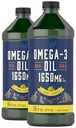 Carlyle Omega 3 Balık Yağı Sıvı | 1650 mg | 32 fl oz (2 x 16oz Şişeler) | Lemon Flavor | Non-GMO & Gluten Ücretsiz Supplement Supplement