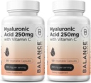 Pure Hyaluronic Acid Supplement 250mg ile C 50 mg, 120 Vegan Capsules - Doğal Glow, Saç, Nails, Bone & Ortak Sağlık Formula Formula