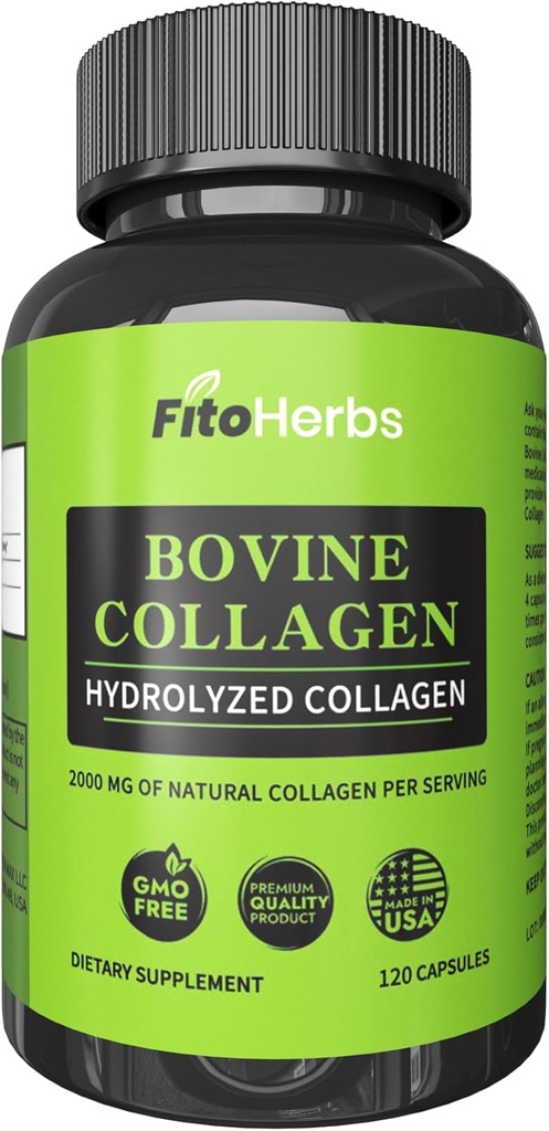 Vegan Bovine Collagen Capsules - Erkekler ve Kadınlar için Güçlü Tamamlar - Ortak, Nerve & Bone Support - Grass Fed, Non-GMO - 120 Capsules
