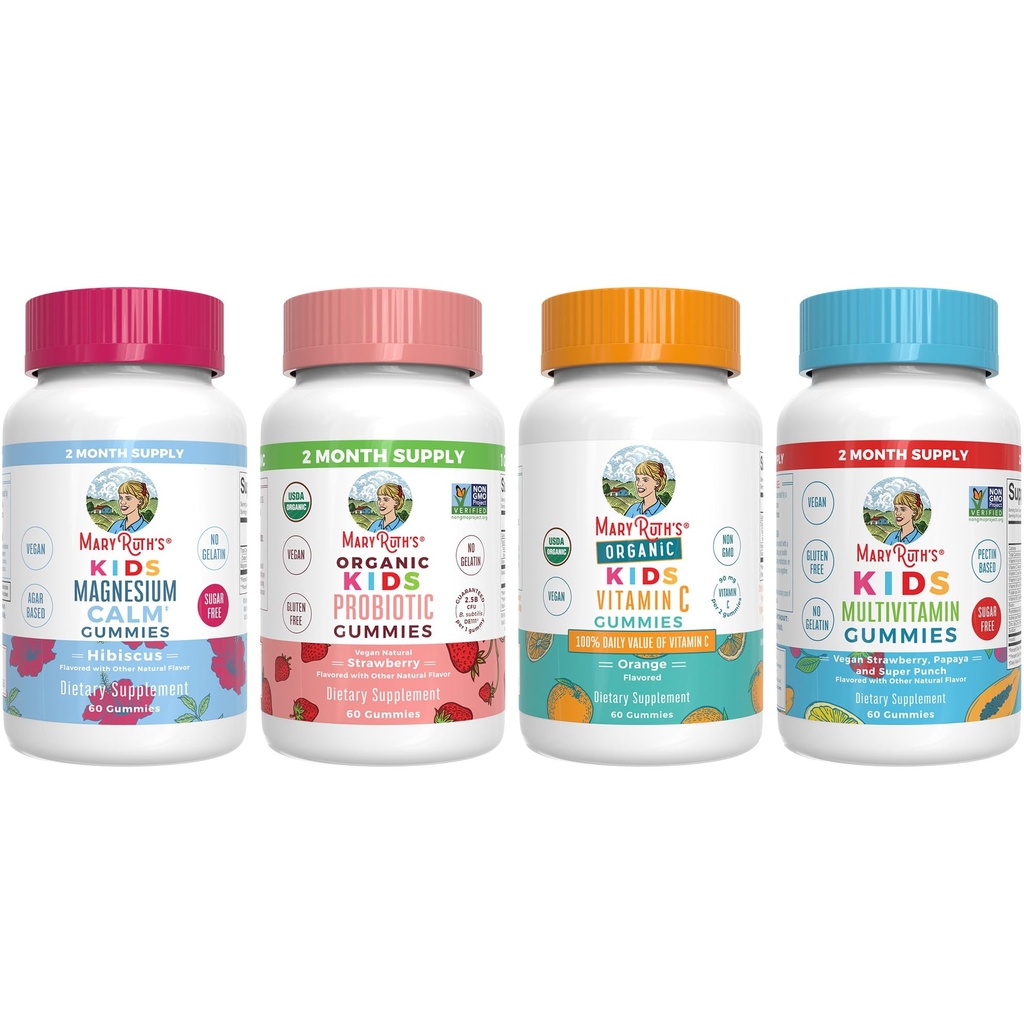 MaryRuth Organics Multivitamin, Probiyotik, Magnezyum Calm ve Çocuklar için C Gummies | Temiz Etiket Projesi Doğrulanmış® | Immune Support & General Health | Vegan, Non-GMO, Gluten Free