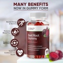 Organic Beet Root Gummies - Ενισχυτής νιτρικού οξειδίου για άνδρες και γυναίκες - Βιολογικά χωρίς γλουτένη GMO Vegan Beets - 60CT
