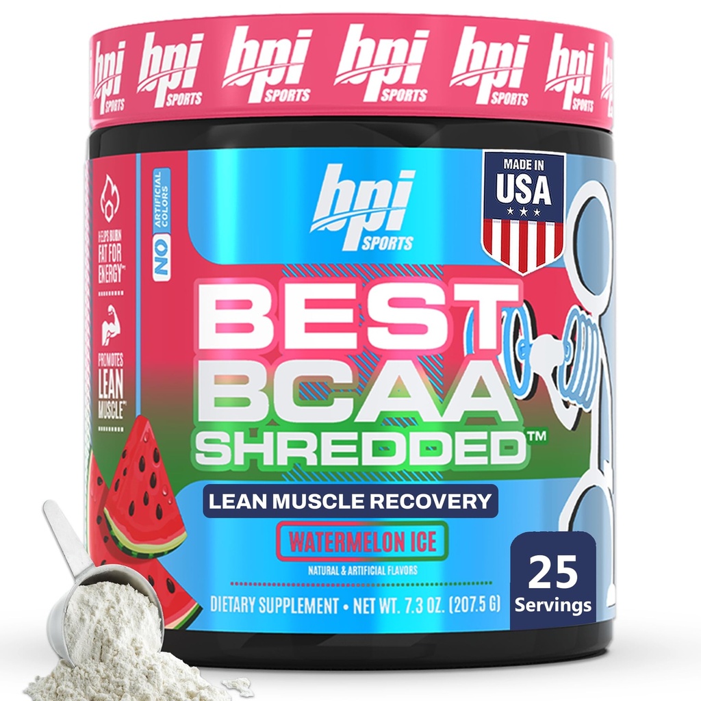 BPI Sports Best BCAA Kedded - Caffeine Free Thermogenic Recovery Drink, Lean Muscle Building BCAA Toz For Women and Men, Preworkout BCAAs replicas Drink- Watermelon ICE - 25 Hizmetler