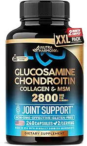 Glucosamin Chondroitin MSM Collagen | Ortak Destek Supplement 2800 mg | ABD'de Yapılacak | FSA Onaylı Ürün | Flexability Beslenme Vitaminleri | Erkekler ve Kadınlar için 240 Capsules