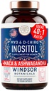 Myo ve D-Chiro Inositol Supplement 40:1 Oran - 2.000 mg Myo-Inositol artı Maca Root & Calming Ashwagandha - Sağlıklı Ovarian Destek Vitaminleri ve Ferttitude Supplements for Women - 120 Vegan Capsules