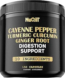 Cayenne Pepper Capsules with Turmeric Curcumin Root, Ginger Root, Berberine HCl & More - Support Immune System, Digestion, Joint Health & Heart Health - 150 Capsules