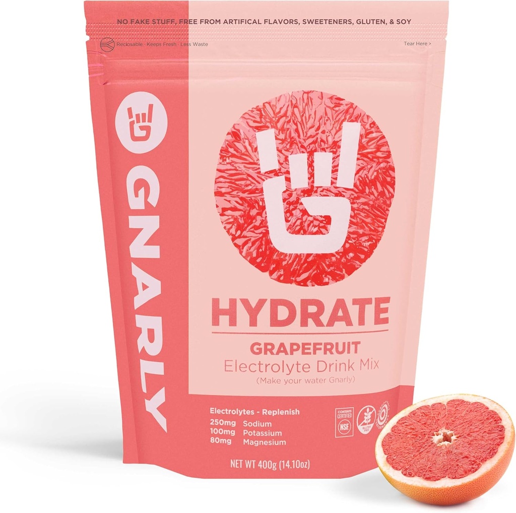 Gnarly Nutrition Hydrate Electrolyte Toz – Ruby Red Grapetre Egzersiz Hydration Drink Mix – NSF Contents Sertifikalı – Elektrolyte Çözüm, Performans ve Kurtarma – Ruby Red Grapetre, 14.10 ozz