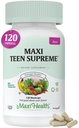Kızlar için genç Vitaminler 12-17 - Teen Multivitamin D3, Iron, Food, Biotin, çinko, Digestive Enzymes - Sağlıklı Cilt için Genç Kız Çok Vitaminler, Immune & Mood Desteği - 120 Kont