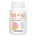 Vitamin D3 K2 Supplement Softgel with Coconut Oil, D3 10000 IU K2 200 mcg, Supports Calcium Absorption, Bone, Immune, & Heart Health 90 softgels
