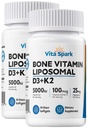 Vitamin D3 K2 - Liposomal Bone Vitamins Supplement, 5000IU D3, 100mcg K2 MK7 & Magnesium for Women and Men | Supports Bone, Teeth, Heart, Immune and Vascular Health*, 60 Days Mini Softgels