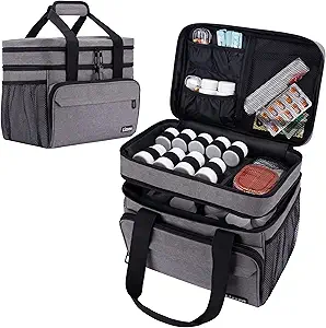 Large Medicine Storage Bag, Double Layer Pill Bottle Organizer Storage Bag with Lockable Zipper, Medication Travel Bag Carrying Case for Men Women