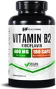 Healthfare Vitamin B2 Riboflavin 400 mg | 180 Veg Capsules | Supplement | Gluten-Free | Non-GMO