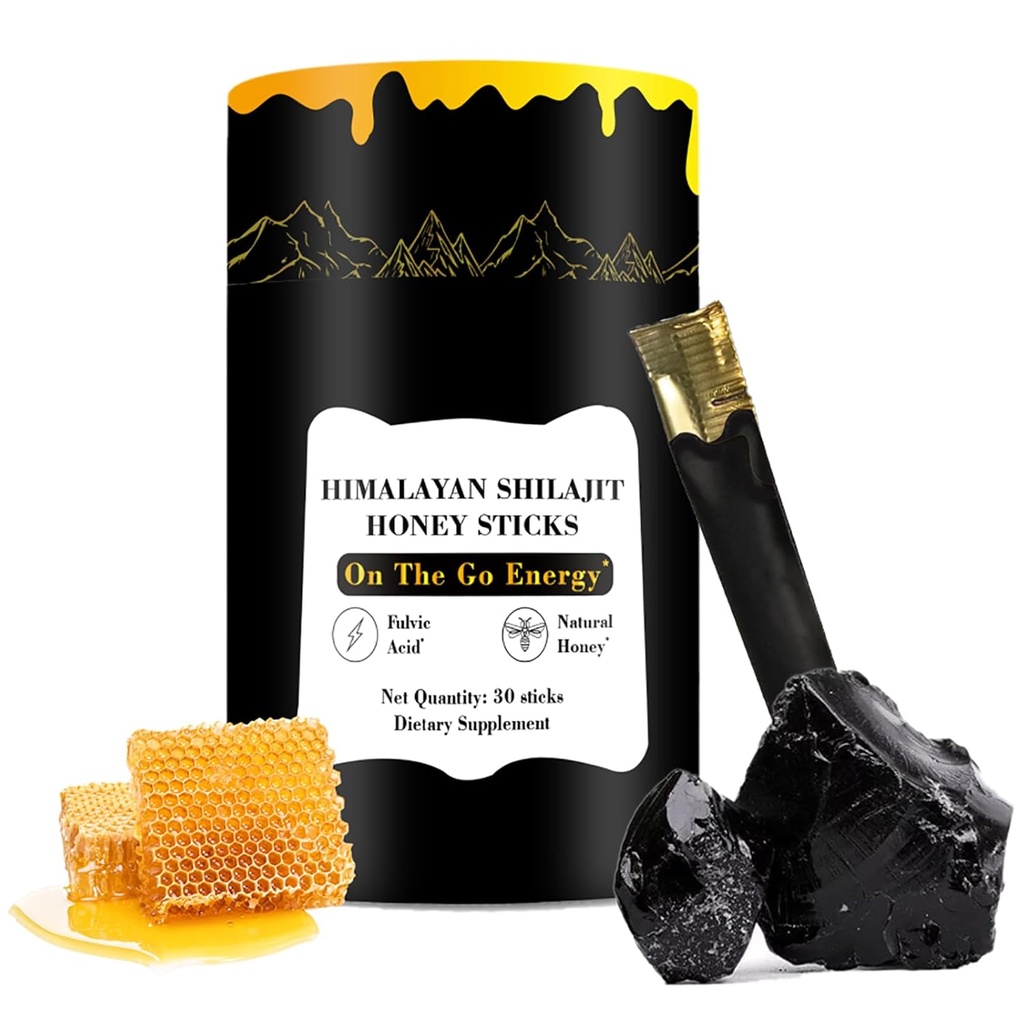Zotreval Shilajit Honey Sticks, 30 Sticks - Pure Himalayanwear, Organik Honey & Saffron for Energy Boost, Immune Support & Vitality, SHILAJIT Honey Sticks for Men & Women