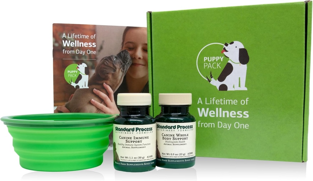 Standart Süreç Puppy Pack - Canine Immune & Whole-Body Support Toz Supplements - Puppy Support Kit with Canine Whole Body Support & Canine Immune System Support - The Collapsible Water Bowl