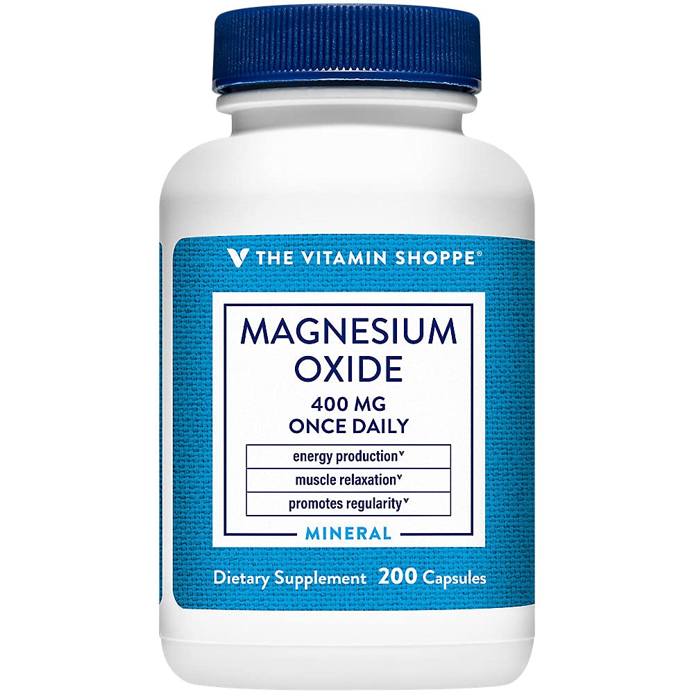 Dükkan Vitamin Magnezyum Oksit 400 mg - Temel Günlük Mineral Formula Enerji Üretimi, Kas Rahatlama, Bone Health ve Digestive Regularity (200 Capsules)