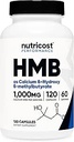 Nutricost HMB (Beta-Hydroxy Beta-Methylbutyrate) 1000mg (120 Capsules) - 500mg Per Capsule, 60 Servings - Gluten Free and Non-GMO