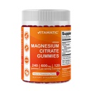 Vitamatic Magnesium Citrate Gummies 600mg per Serving - 240 Vegan Gummies - Φυσικό άρωμα σμέουρων - Συμπλήρωμα μαγνησίου υψηλής απορρόφησης - Υποστηρίζει τα νεύρα, τα οστά και την υγεία των μυών
