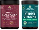 Eski Beslenme Organik SuperGreens Toz, 25 Hizmet + Multi Collagen protein Toz, Unflavored, 45 Hizmetler