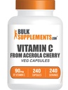 BulkSupplements.com Βιταμίνη C από τις κάψουλες Acerola Cherry - Συμπλήρωμα Acerola Cherry Vitamin C - Χωρίς γλουτένη, 1 Κάψουλα ανά Σερβίρισμα, 240 κάψουλες Veg (πακέτο του 1)