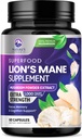 Lions Mane Mushroom Κάψουλες 10.000mg - Lion’s Mane Συμπληρώματα Κάψουλες για την υποστήριξη μνήμης και εστίασης, εγκέφαλος, ανοσοποιητική υποστήριξη υγείας, Vegan, Εμφιαλωμένο στις ΗΠΑ, Lions Mane Mushroom Powder Extract, 60 Count