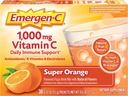 Emergen-C 1000 Vitamin mg C Toz Daily Immune Support Caffeine Free Vitamin C Supplements with çinko Manga andnese, Super Orange Flavor - Count 30