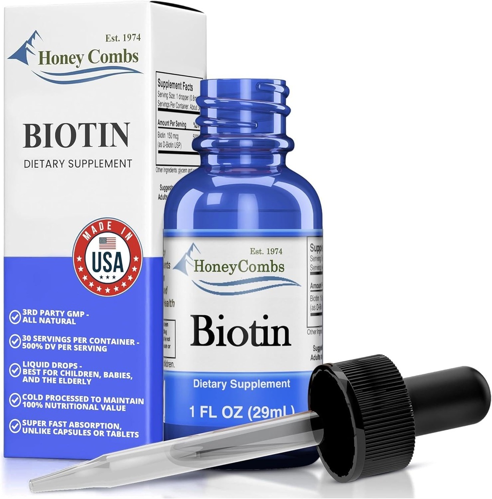 Βιοτίνη Υγρές σταγόνες Made in USA - Great for Hair, Skin, Nails 500% DV per Serving - 36 Servings per Container - Great for Men, Women, Children - Vegan Vitamin B7 Liquid - Bulk sizes Επίσης Διαθέσιμο