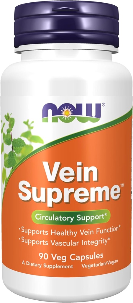 NOW Συμπληρώματα τροφίμων, Vein SupremeTM, Υγιεινή λειτουργία Vein*, Κυκλοφορική υποστήριξη*, 90 κάψουλες Veg