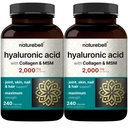 NatureBell 2 Pack Hyaluronic Acid Supplements 2,000 mg | 480 Total Capsules, MSM & Hydrolyzed Bovine Collagen – 3 in 1 Support for Skin Hydration, Joint Lane, Hair, and Eye Health