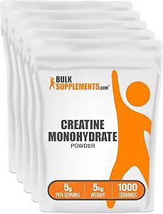 BulkSupplements.com Kretine Monohidrat Toz - Kretine Supplement, Micronized Kretine, Kretine Toz - Unflavored & Gluten Free, 5g (5000 mg) hizmet başına 5kg (11 lbs) (Paketler için 5kg (11 lbs)