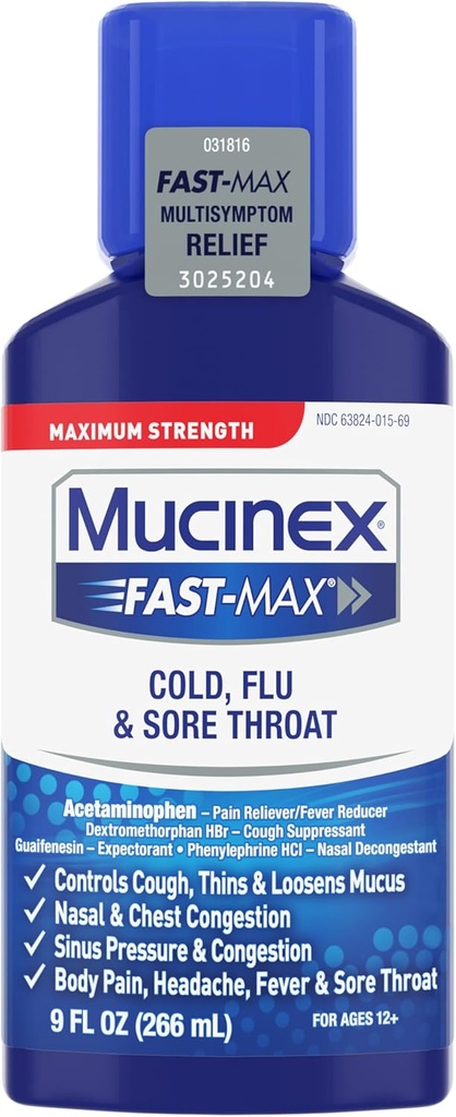 Mucinex Ψυχρό, γρίπη, & Sore Lroat Relief Liquid, 9 Fl Oz
