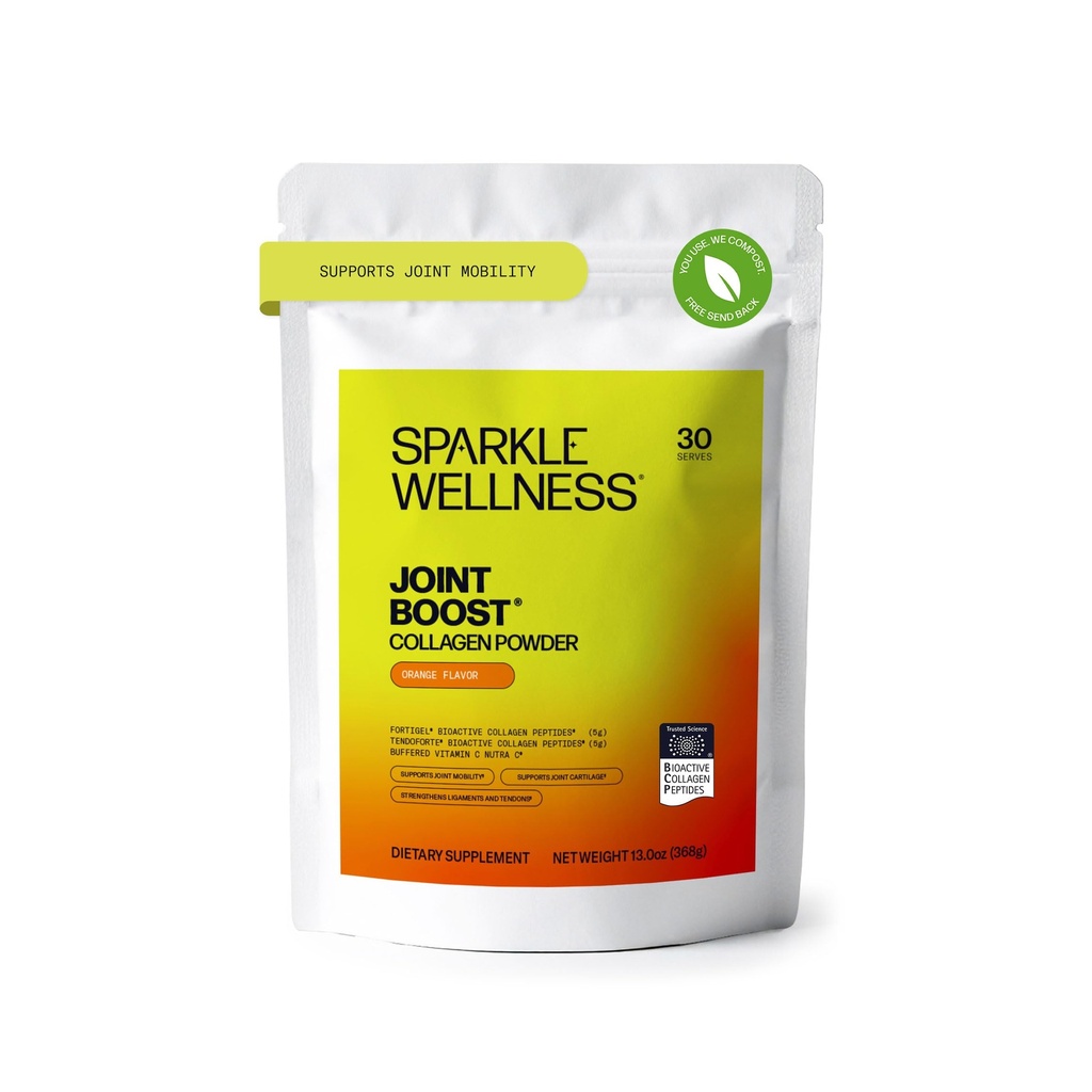 Sparkle Wellness FORTIGEL & TENDOFORTE CollagenServ | Collagen Toz ile ortak Hareketliliği desteklemek için, Tendon & Ligament Health | Ortak Boost (Orange) [30-Serves]