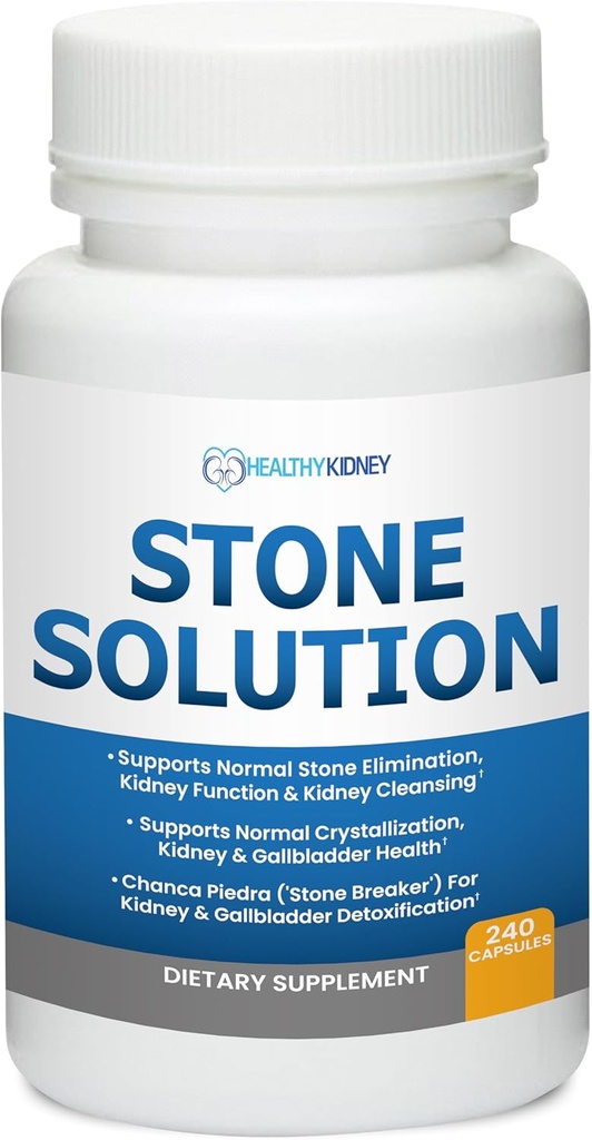 Stone Solution Capsules- Natural Dissolver, Kidney Stone Support & Kidney Cleanser, 60 Hizmetler + sodyum Bikarbonat 650 mg Capsules Normal Kidney Fonksiyonlunu Desteklemek için Gecikmiş Salı, 120 Pills
