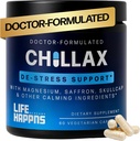 Life Happns Chillax, Calm Support Supplement, L Theanine, Magnezyum GABA ve Saffron Supplements for Relaxation, Natural Mood Health Support for Yetişkinler, Calming and Relaxing, 60 Capsules