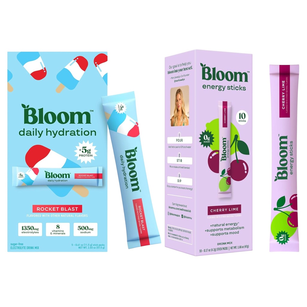 Bloom Energy Sticks Cherry Lime and Hydration Sticks Rocket Blast Bundle