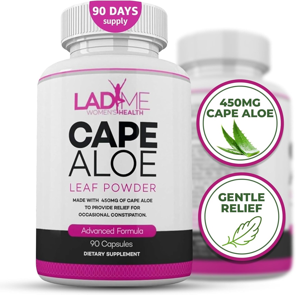 Pure Cape Aloe Herbal Laxative for Constipation Relief - Sağlıklı Bowel Hareketi - Doğal Kolon Temiz ve Detox Diyeter Supplement - Ladyme tarafından Kadınlar için Özel Olarak Tasarlandı - 90 Capsules