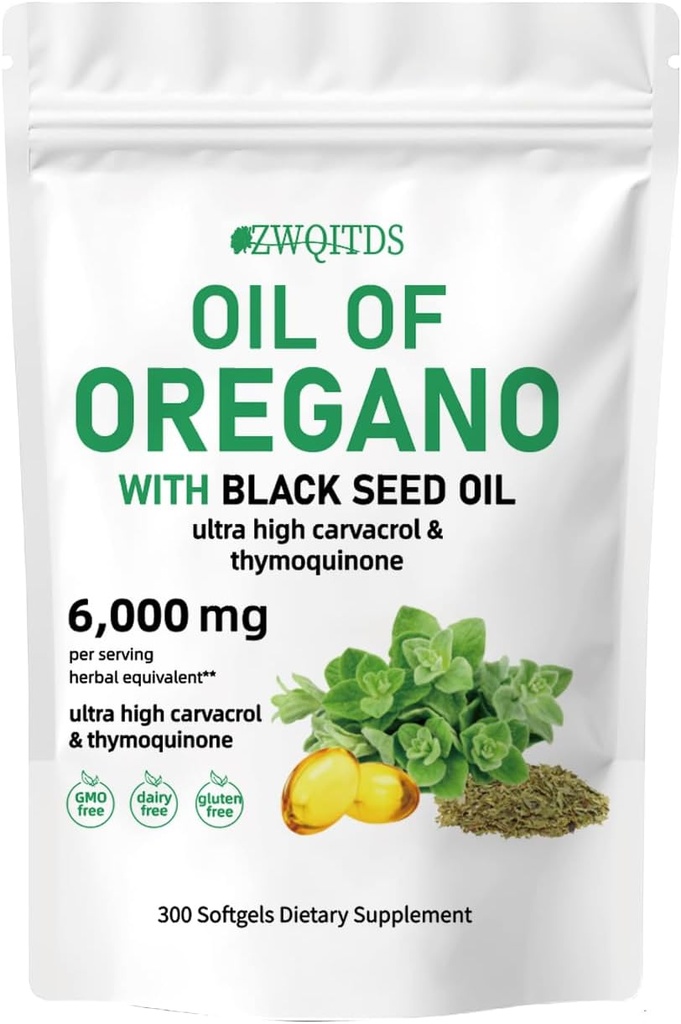 Black Seed Oil 2in-1 Softgels 6000 mg 300 Kont Non-GMO Immune Support Herbal Formula