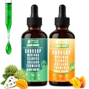 Soursop Bitters Liquid Drops 10 in 1 with Sea Moss, Ashwagandha | Original & Tropical Mango Flavor Combo | 2-Pack (2 Fl Oz Each) | Herbal Extracts for Overall Health | Vegan, Non-GMO, Gluten-Free