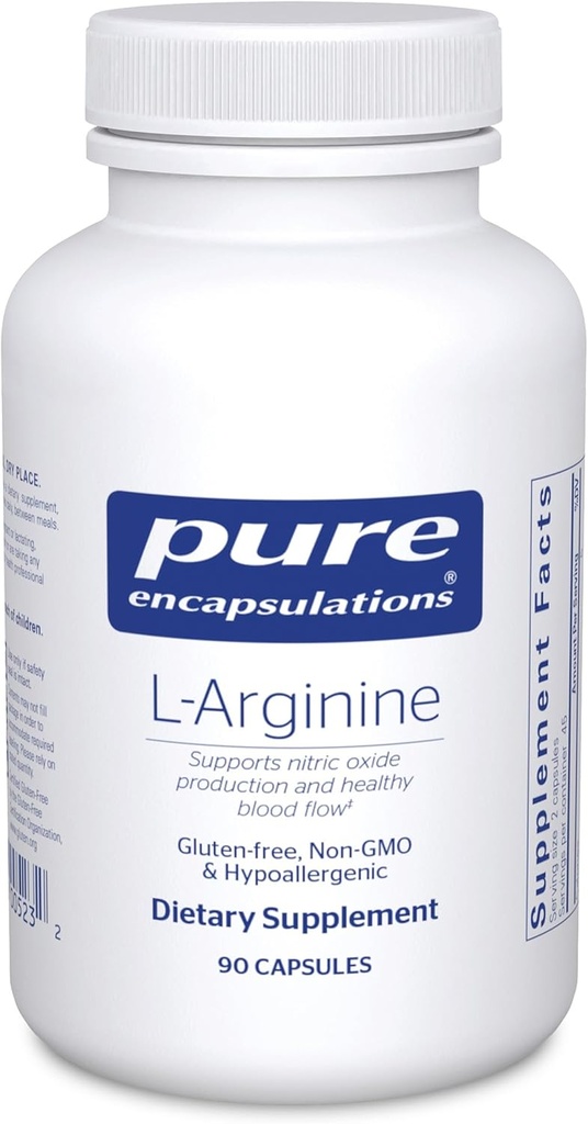 Pure Encapsulations L-Arginine - 1,400 mg - Destek Nitrik Oksit Pro - Kalp Sağlığı ve Kan Akışı - Gluten Free & Non-GMO - 90 Capsules