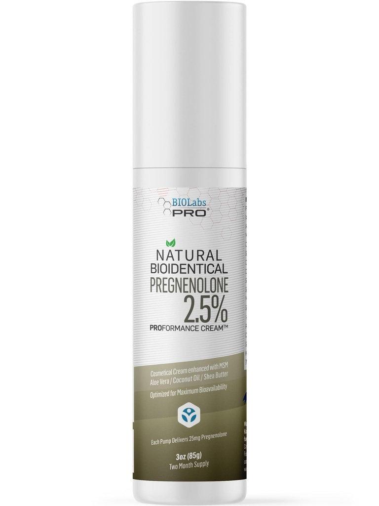 BIOLABS PRO Pregnenolone, Όλα τα φυσικά Bioidentical Pregnenolone, 2,5% μέγιστη αντοχή, Δύο Μήνες προμήθεια (Αρωματισμένο - 3oz)