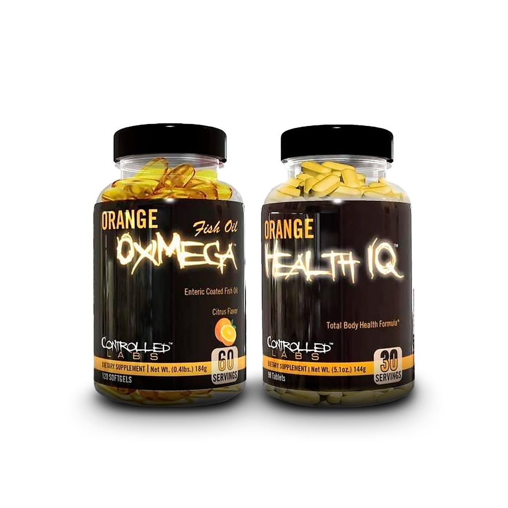 CONTROLLED LABS Orange Health IQ + Orange Oximega Fish Oil Bundle – Boost Brain Function, Heart Health & Immunity Together – Nootropic & Omega-3 for Men & Women