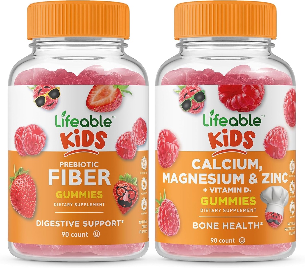 Lifeable Prebiyotik Fiber Kids + Magnezyum & çinko Kids, Gummies Sche - Great Tasting, Vitamin Supplement, Gluten Free, GMO Free, Chewable Gummy