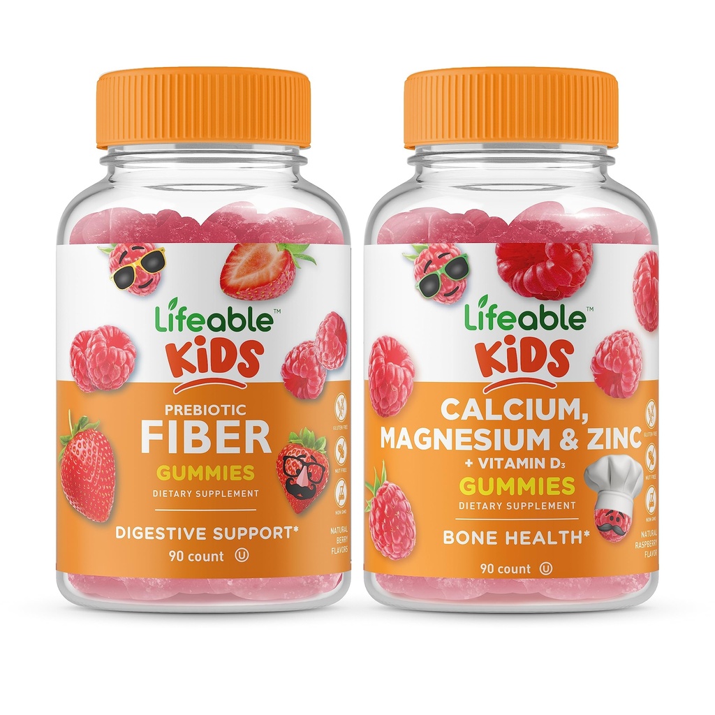 Lifeable Prebiyotik Fiber Kids + Magnezyum & çinko Kids, Gummies Sche - Great Tasting, Vitamin Supplement, Gluten Free, GMO Free, Chewable Gummy