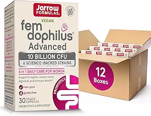 Jarrow Formulas Fem-Dophilus Advanced Probiotics 10 Δισεκατομμύρια CFU με 6 Science-Backed Strains, για Κολπική, Ουρολοίμωξη, Digestive, και Immune Support, 30 Κάψουλες Veggie, Ράφι-Stable, Συσκευασία των 12